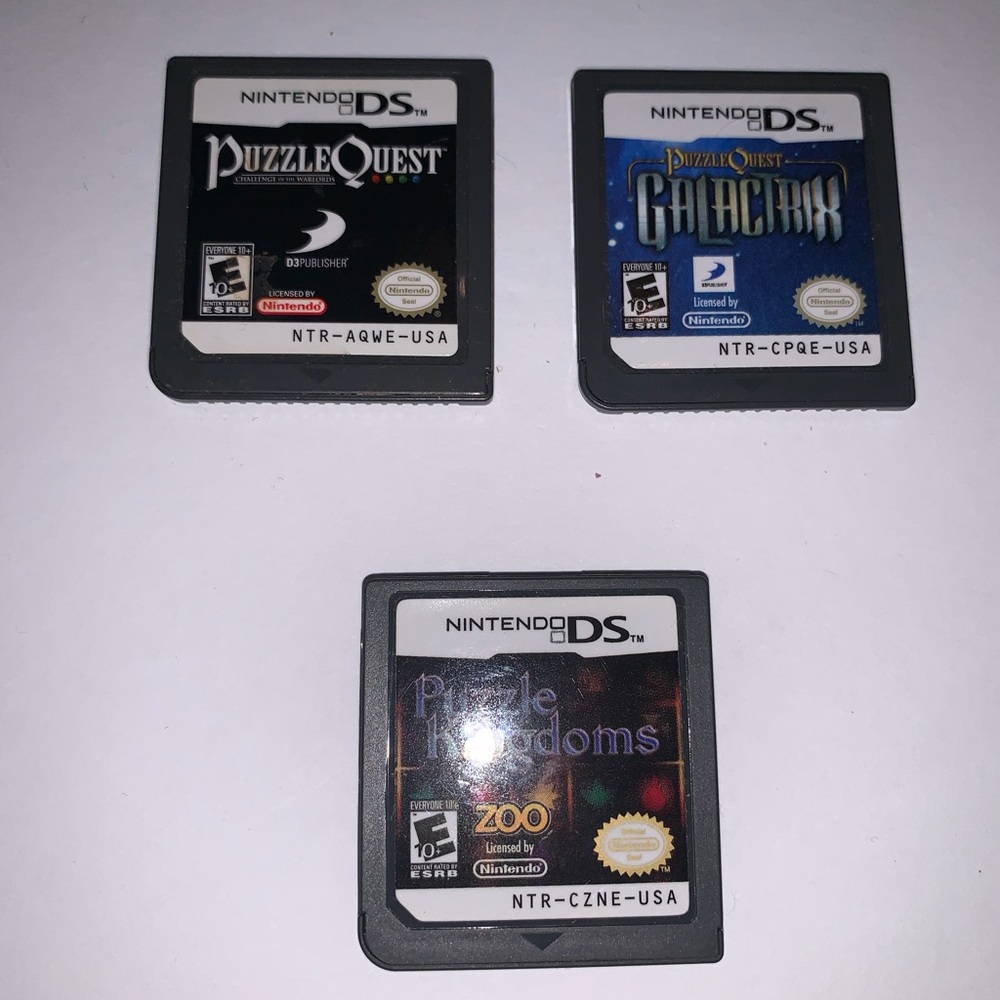 3 Nintendo DS Games - Puzzle Quest, Puzzle Quest Galactrix, Puzzle Kingdoms